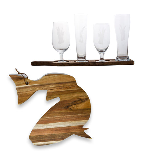 Cattails Beer Flight & Fish Cutting Board