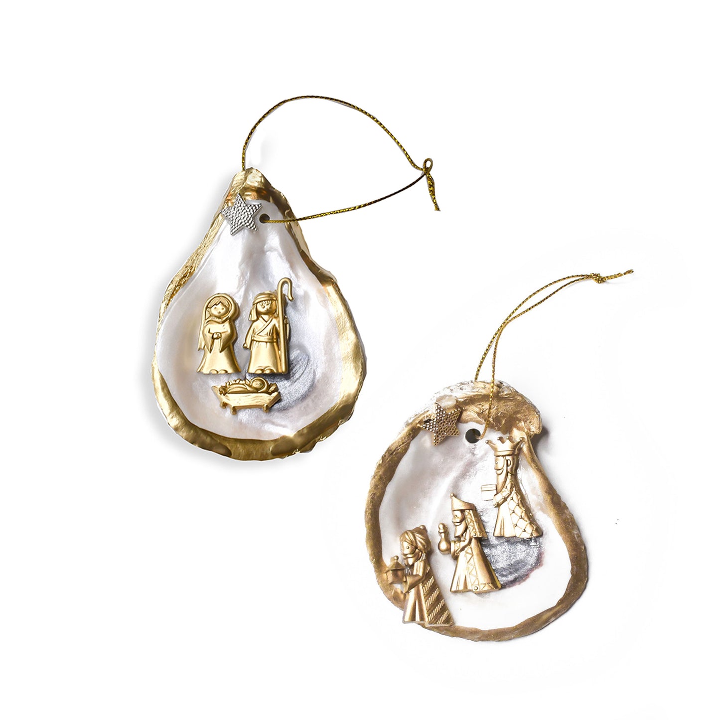 Gold Nativity & Kings Oyster Ornament (Variations)