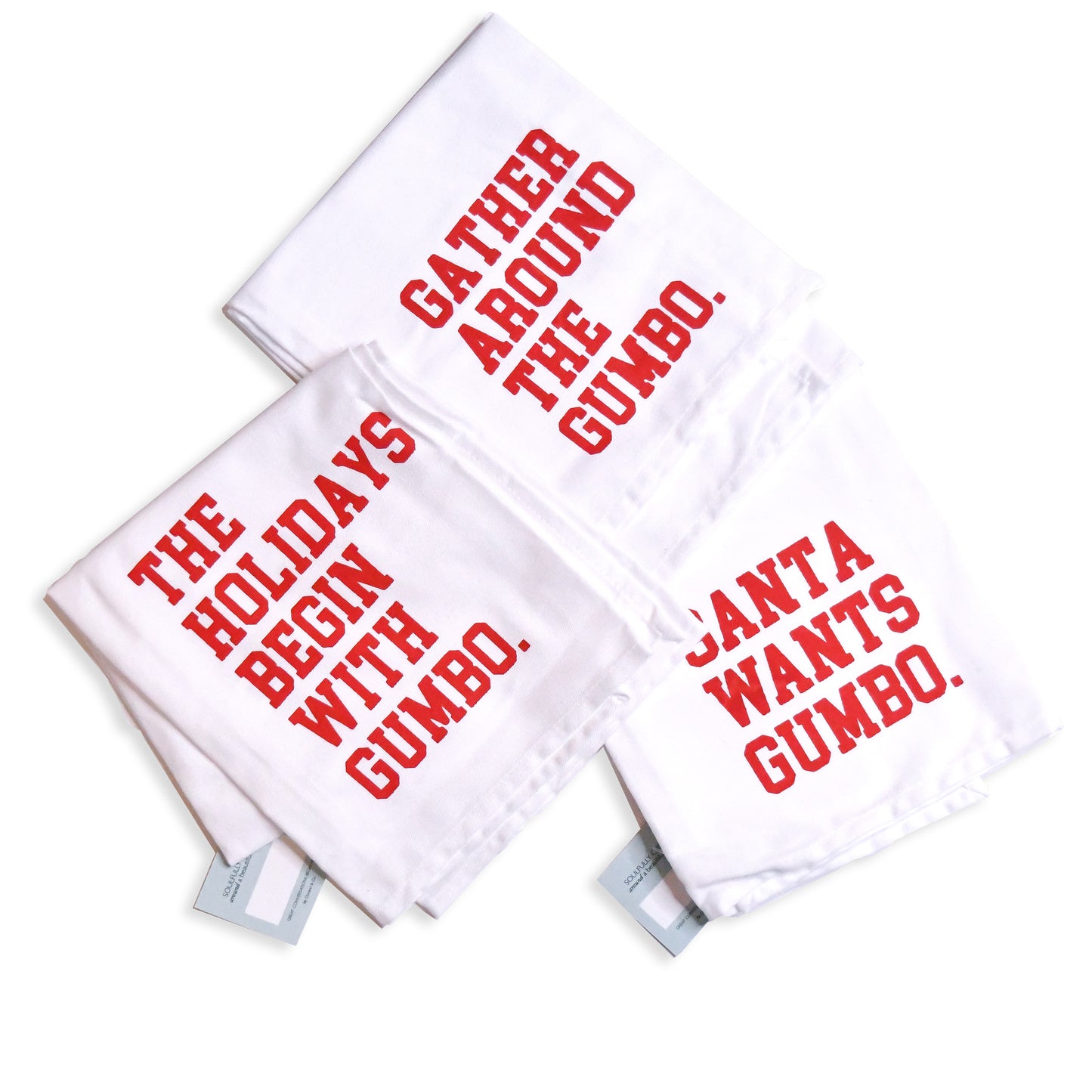 Holiday Towels (Red on White) Set/3